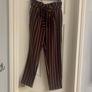 AF studio paper bag striped high rise pants
